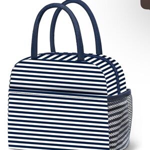 Navy Striped Women's lunch Bag
